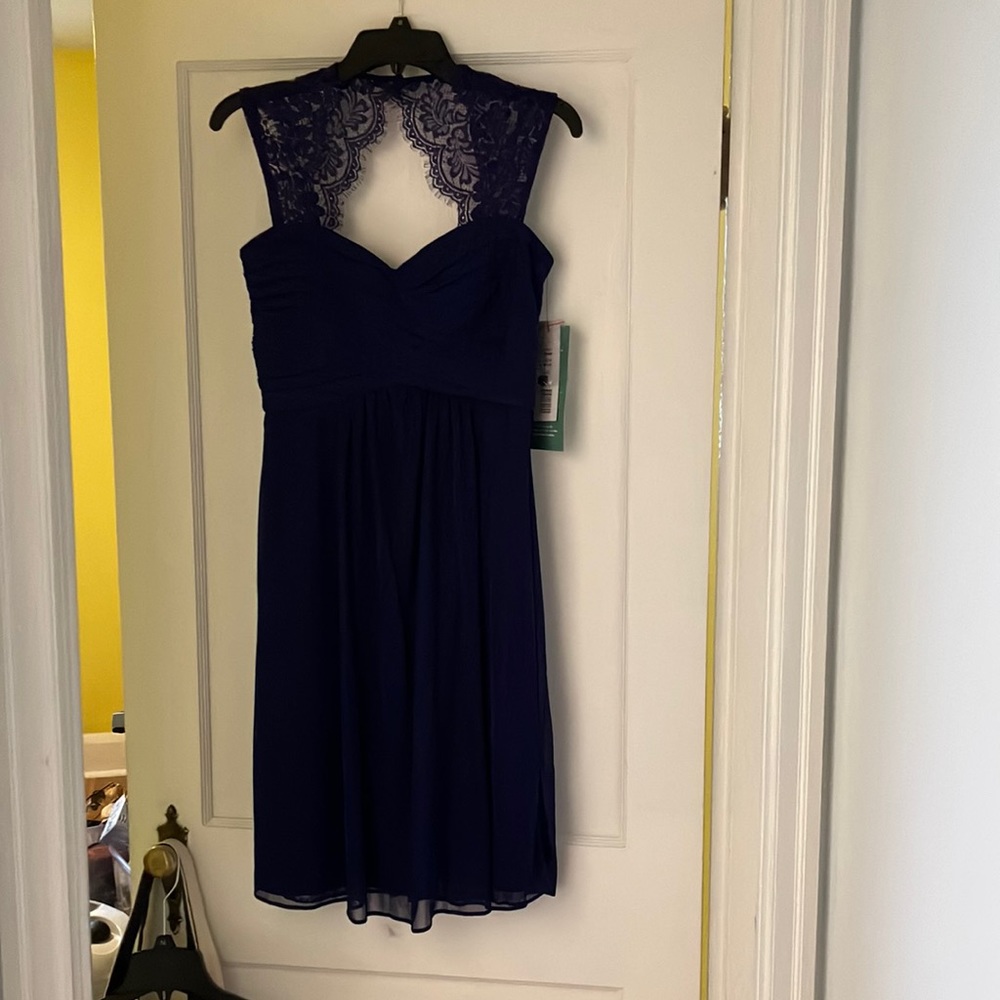 Blue chiffon and lace party dress 8 NWT